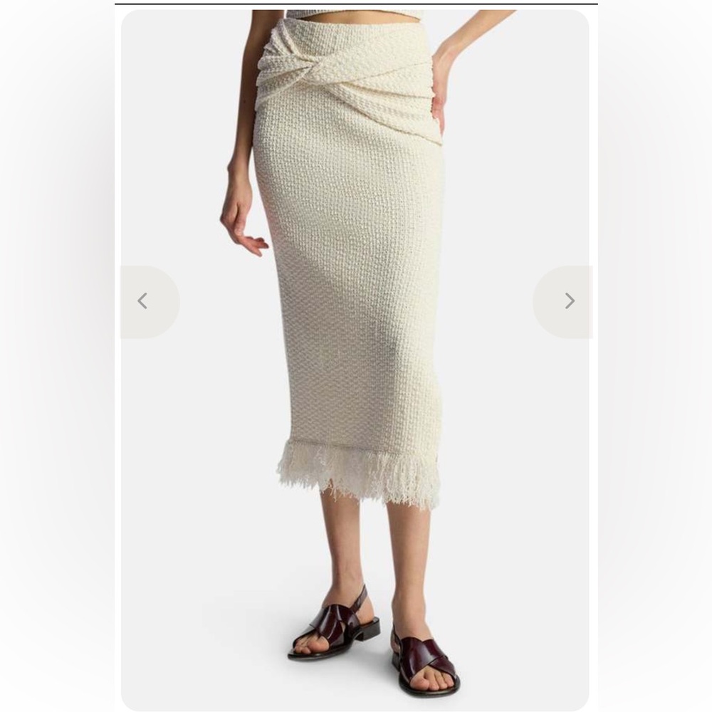 NWT A.L.C. Lucia Knit Fringe Ecru Midi/Maxi Skirt XS